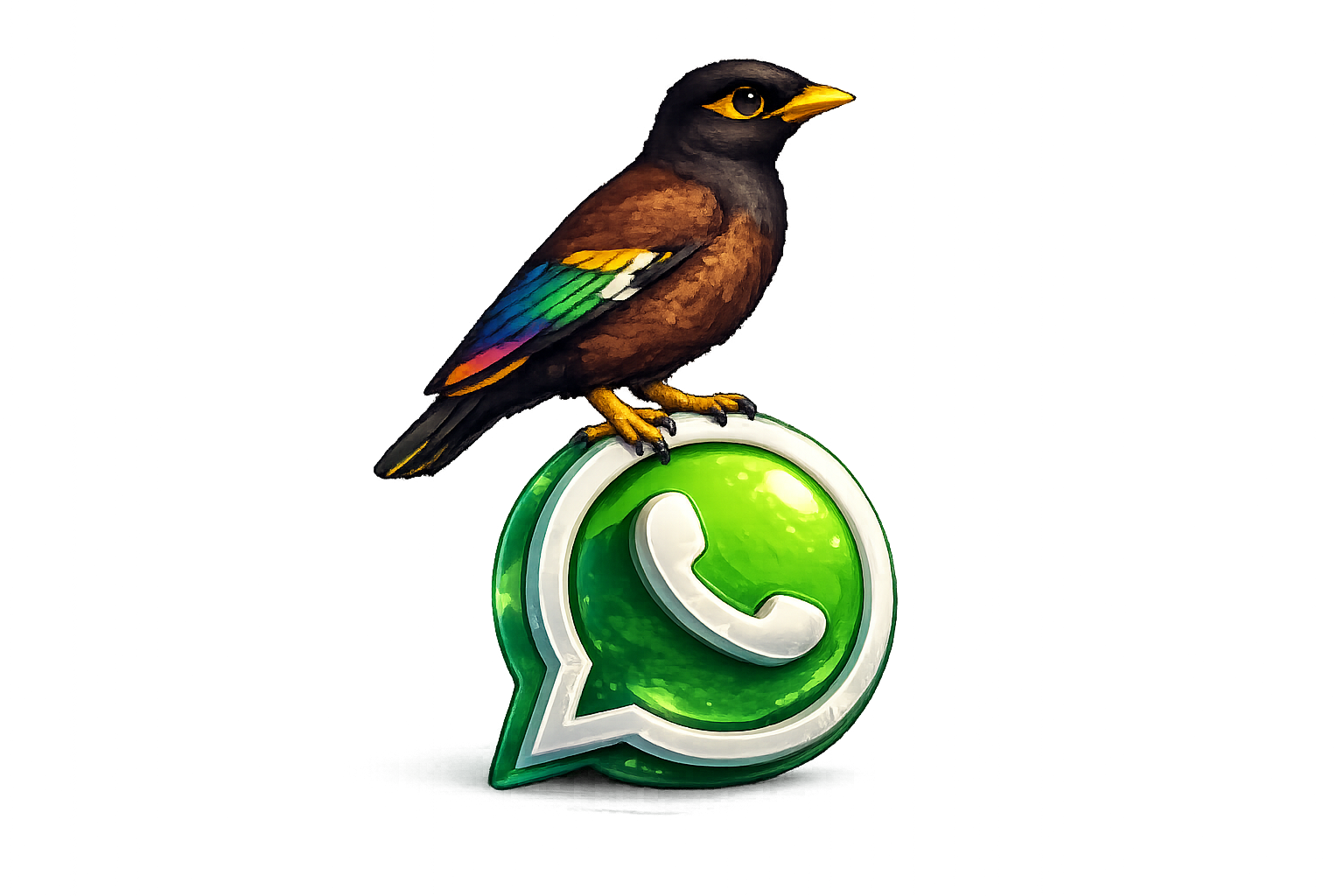 Myna bird perched on WhatsApp