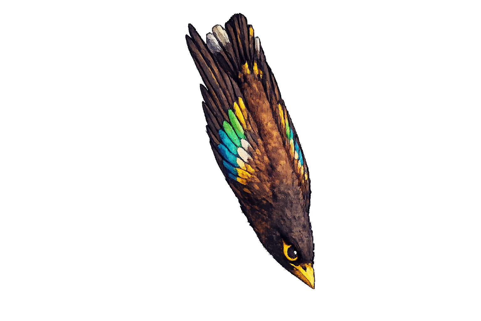 Myna bird diving